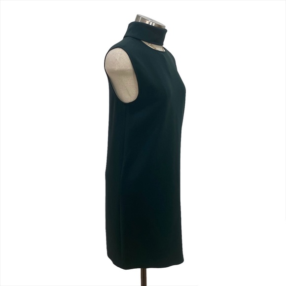 THEORY Admiral Crepe Slit Collar Sheath Dress In Dark Billiard Size 4 - Picture 5 of 9
